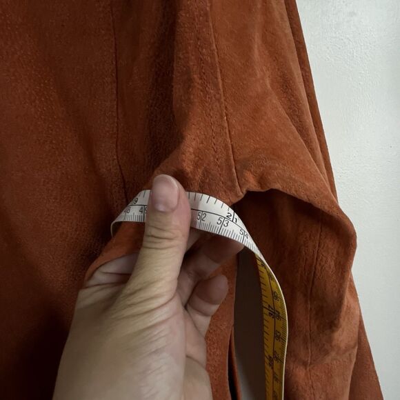 Live A Little Orange Genuine Leather Suede Jacket Large - Picture 8 of 9